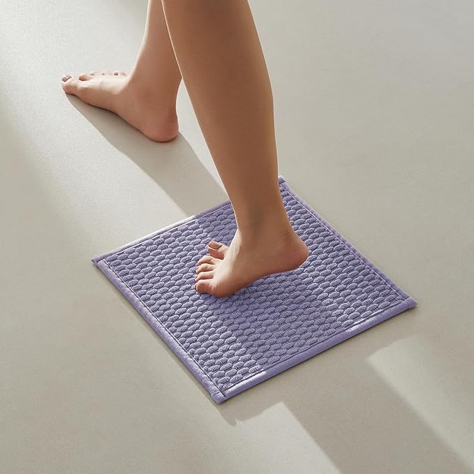 Small Bathroom Rugs, Non Slip Washable Bath Rugs Super Absorbent Bathroom Rug Thin Quick Dry Low Pile Bath Mats, Lavender 12"x12"