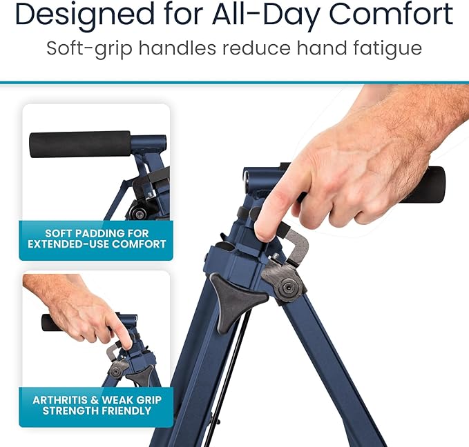 Vive Lightweight Folding Walker for Seniors - Narrow Foldable Rolling Walker for Small Spaces- Compact & Collapsible for Travel - with Wheels, Mobility Support, Portable- Weighs Only 7 Pounds