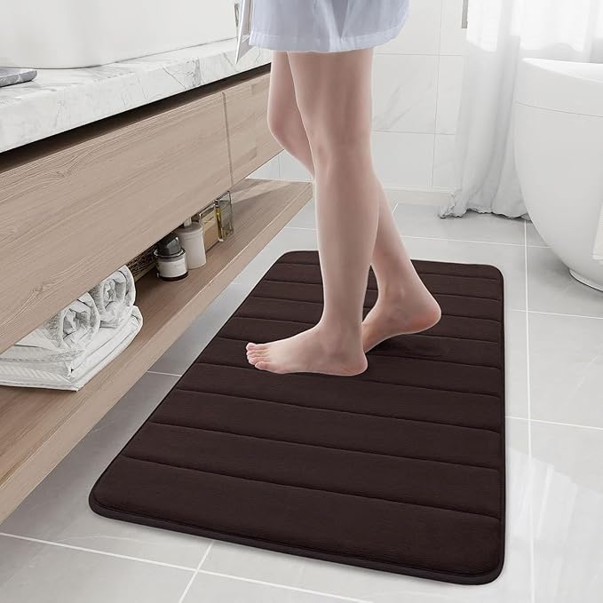 Buganda Memory Foam Bath Mat, 40" x 24", Ultra Soft and Non-Slip Bathroom Rugs, Water Absorbent and Machine Washable Bath Rug Runner for Bathroom, Shower, and Tub, Brown
