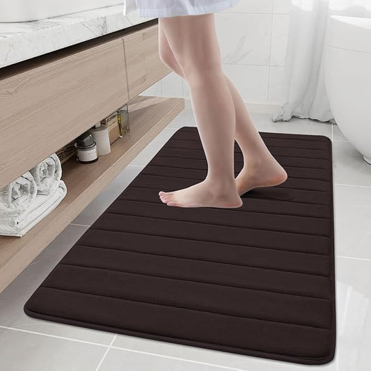 Buganda Memory Foam Bath Mat, 50" x 30", Ultra Soft and Non-Slip Bathroom Rugs, Water Absorbent and Machine Washable Bath Rug Runner for Bathroom, Shower, and Tub, Brown