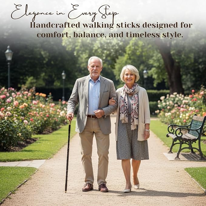 All Black Snake Handle Spiral Wooden Walking Cane