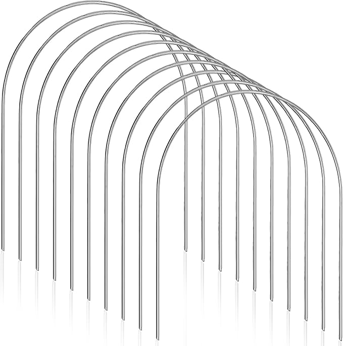 Set of 10 Croquet Wickets Replacement for Croquet Metal Hoops with Galvanized and Plastic Coating for Family Lawn Backyard Outdoor Game (U Shape)