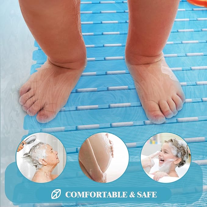 Bathtub Mat Non Slip - Sheepping Shower Mat Machine Washable Anti Slip Bath Mat for Tub, Quick Drain Tub Mat with Suction Cups for Bathroom