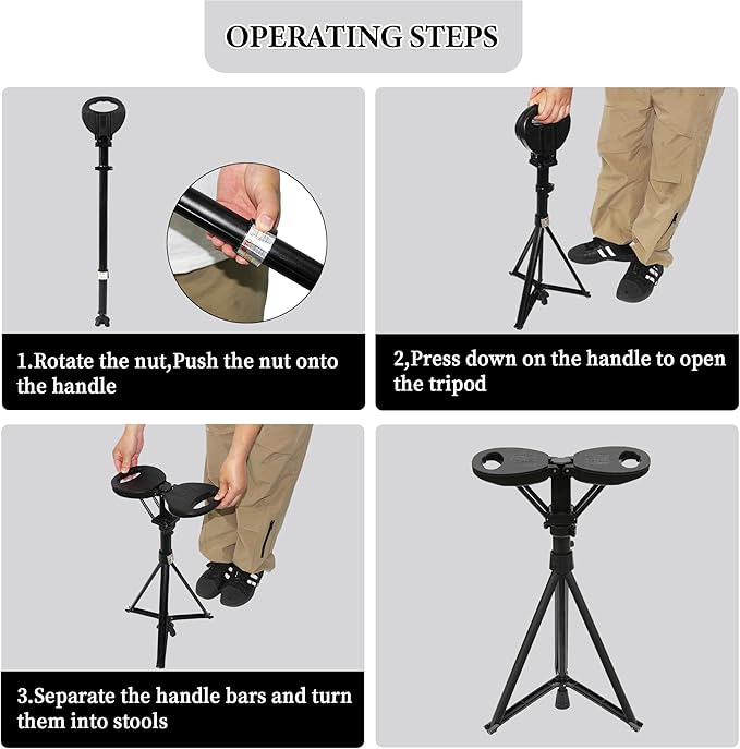 XXL Portable Walking Cane with Seat, Adjustable 34"-37" Foldable Lightweight Aluminum Anti-Slip Walking Stick for Men & Women, 550 Lbs Cane with Chair for Travel Hiking with Carry Bag