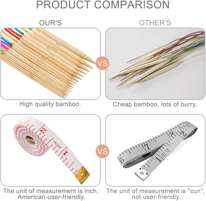 18 Pairs Bamboo Knitting Needles Set, Vancens Circular Wooden Knitting Needles with Colorful Plastic Tube, Small Tools for Weave are Included, 18 Sizes: 2mm - 10mm, 31.5" Length