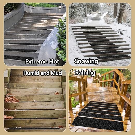 CHUANGSEED Stair Non-Slip Tape 12''x30''（12-Pack） Heavy Duty Black 80 Grit Anti-Slip Outdoor treads Grip Tape- High Traction Adhesive Stair Treads- Anti Skid Tape-Waterproof