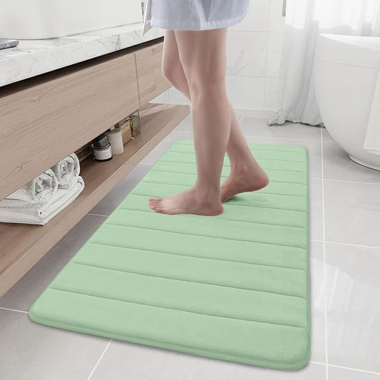 Buganda Memory Foam Bath Mat, 47" x 20", Ultra Soft and Non-Slip Bathroom Rugs, Water Absorbent and Machine Washable Bath Rug Runner for Bathroom, Shower, and Tub, Sage Green
