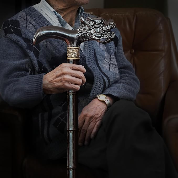 Wooden Cane, Hand Carved High-end Walking Cane for Men and Women, Lightweight Design Support Up to 500lbs Dragon Canes for Seniors, Suitable for Discerning Personal and Gift Use