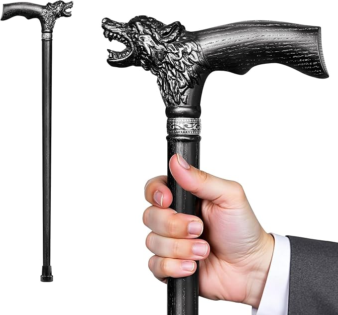 Walking Cane Dedicated Sizes with Hand-Carved Wooden Walking Cane for Men and Women Support up to 500 lbs, All-Day Comfort Ergonomic Canes for Seniors Daily Walking and Outdoor Strolls