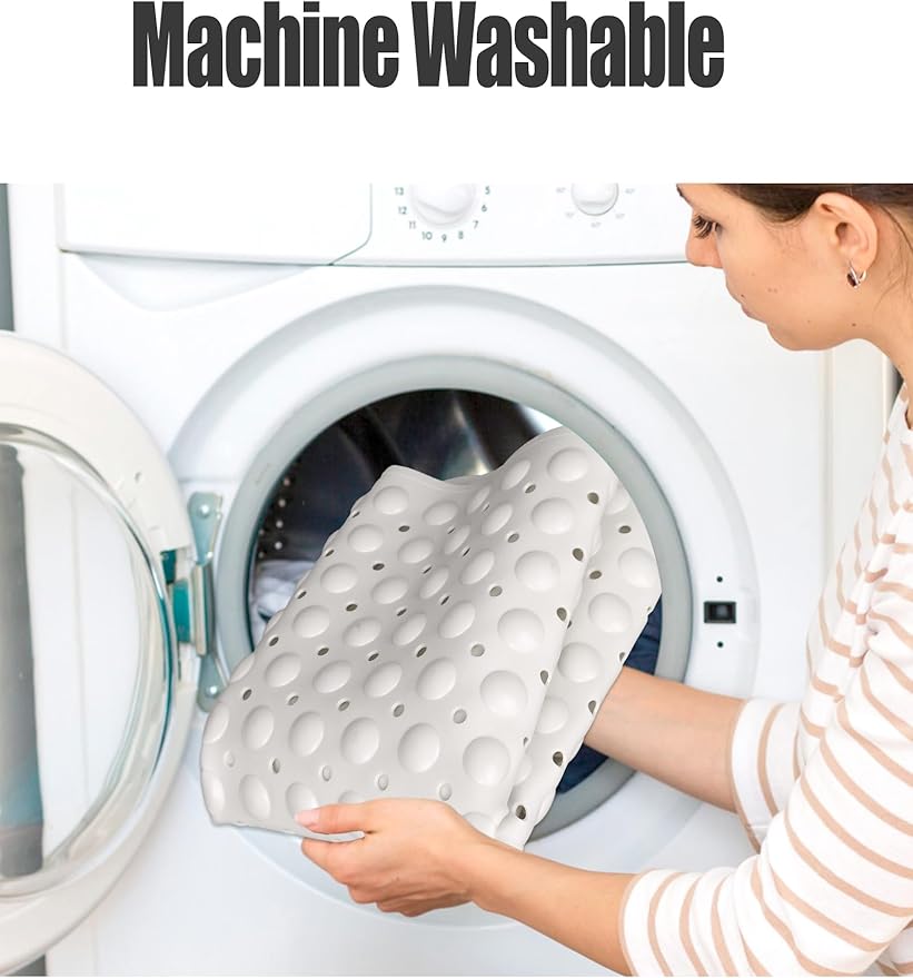 Extra Large Shower Mat, Yonala 47.2 x 31.5 Inch Non Slip Shower Mats for Inside Shower with Drain Hole and Suction Cups, Soft Trimmable TPE Anti Slip Shower Mat for Walk in Shower Stall, Heavy Mat