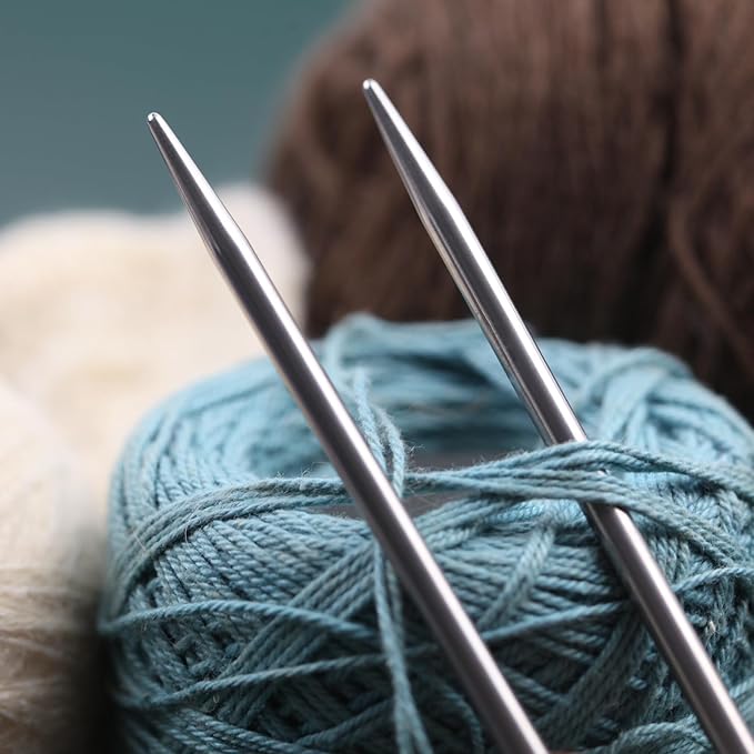 17inch (43cm) Stainless Steel Circular Knitting Needle Size US 3 (3.25mm) Metal Knitting Needles Set for Making Sweater Shawl Scarf