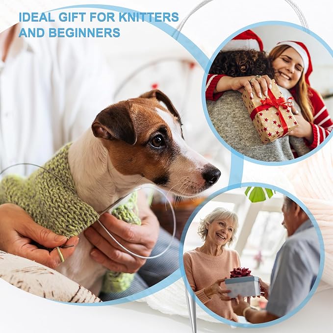 Aeelike Circular Knitting Needle Set 24" for Beginners - 9 Pack Long Round Metal Needles for Blankets, Scarves, Socks