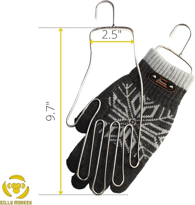 Silly Monkey 3-in-1 Mitten Glove Sock Blocker Set, Complete Combo Blockers with Drying Hanger Rack | Stainless Steel Knitting Shaper with 2 Sock Blockers, 2 Glove Blockers, 2 Mitten Blockers