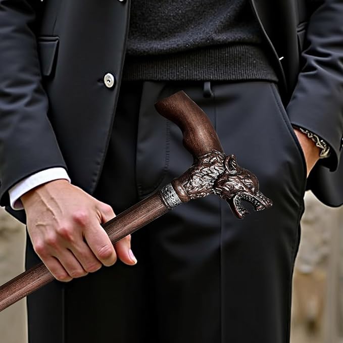 Walking Cane Dedicated Sizes with Hand-Carved Wooden Walking Cane for Men and Women Support up to 500 lbs, All-Day Comfort Ergonomic Canes for Seniors Daily Walking and Outdoor Strolls