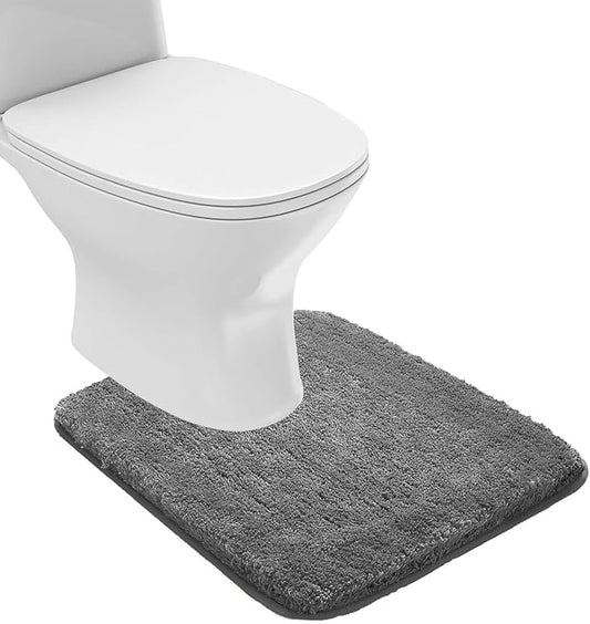 Suchtale Bathroom Contour Rug Non Slip Bath Mat Water Absorbent Soft Microfiber Shaggy Bathroom Mat Machine Washable Bath Rug for Bathroom Thick Plush U Shape Toilet Rug (20 x 24, Dark Grey)