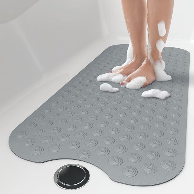 OTHWAY Bathtub Mat Non Slip, 39X16 inch Bath Mat for Tub, Machine Washable Bath Tub Mats with Reverse Suction Cups, Comfortable Rubber Bathtub Mat for Bathroom (Dark Grey)