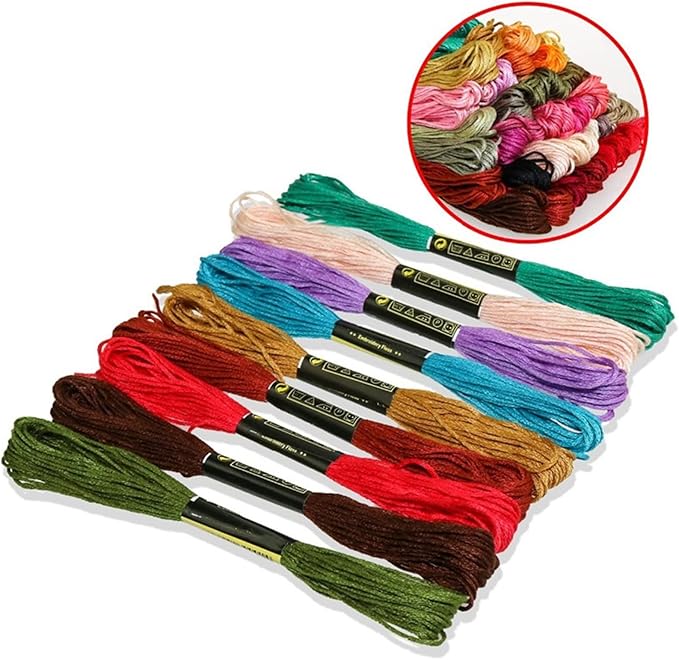 Dimensean 250 Pcs Embroidery Threads Rainbow Embroidery Floss Cross Stitch Cotton Floss Skeins Hand Craft Premium Rainbow DIY Sewing Tool Multiple Colour