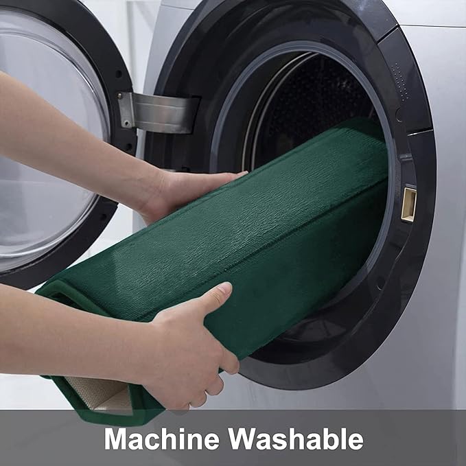 Buganda Memory Foam Bath Mat, 24" x 16", Ultra Soft and Non-Slip Bathroom Rugs, Water Absorbent and Machine Washable Bath Rug for Bathroom, Shower, and Tub, Dark Green