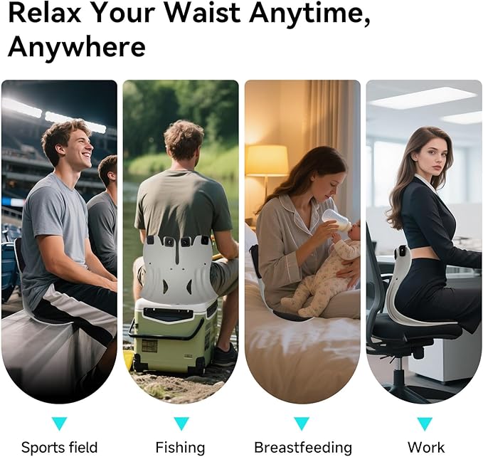 BKT Lumbar Support Seat Cushions Ergonomic Office Chair for Students Office Workers Nursing Mothers Long Sitting Outdoor Fishing Floor Chair (L-Black)