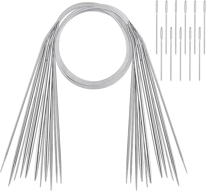 Circular Knitting Needles Set, Stainless Steel Round Knitting Needles 32 Inch, 11 Pack Sizes 1.5-5mm Beginners Metal Knitting Needles with Magic Loop for Sweaters, Socks, Blanket and Scarves