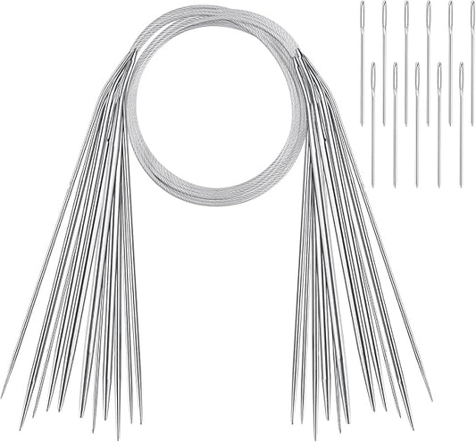 Circular Knitting Needles Set, Stainless Steel Round Knitting Needles 32 Inch, 11 Pack Sizes 1.5-5mm Beginners Metal Knitting Needles with Magic Loop for Sweaters, Socks, Blanket and Scarves