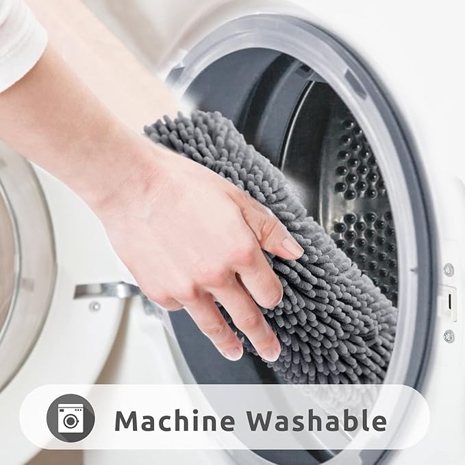 Non-Slip Bath Rug,Extra Soft Microfiber Bedroom Shag Carpet with Anti-Slip Backing,Water/Dust Absorbent Fast Dry Shower Mat,Sound Insulated Stairs Pad,Machine Washable (Dark Grey,12 x 19 Inches)