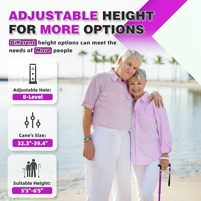 BigAlex Lightweight Collapsible Walking Cane with Soft Comfortable TPR Handle for Seniors and Elderly Adults, Larger Handle for Comfort, Adjustable Support Stick, Portable Travel Aid for Men & Women