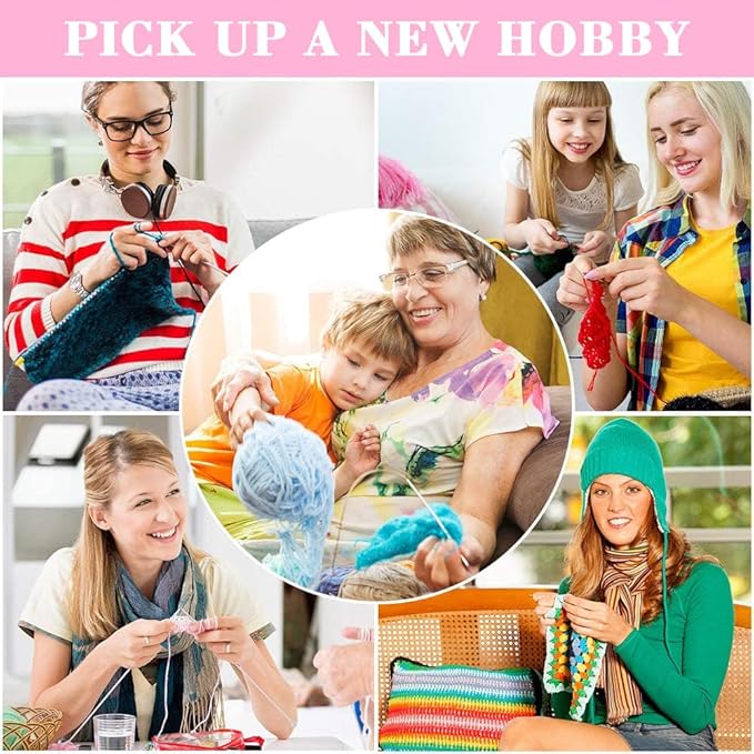 INSCRAFT 87 Pcs Crochet Hook Set, 19 Sizes 0.5mm-8mm(L), Ergonomic Soft Grip Handles Crochet Needles Kit with Case for Arthritic Hands, Crochet Starter Kit for Beginners Knitting Yarn Lovers