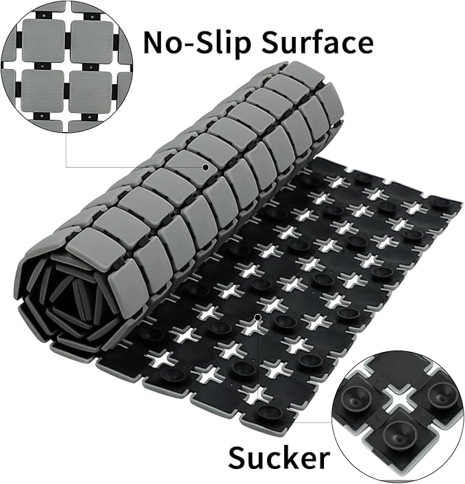 Shower Mat Non Slip Bathtub Mat with Suction Cups and Drain Holes Bath mat for tub 33.4 x 15.7 Inch Large Size
