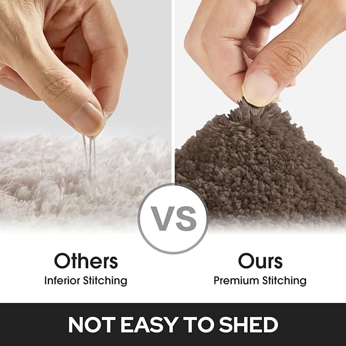 HOMEIDEAS Bathroom Rugs Sets 2 Piece, Super Soft and Absorbent Non Slip Microfiber Machine Washable Bath Mat Set (20" x 32" + 16" x 24", Brown)