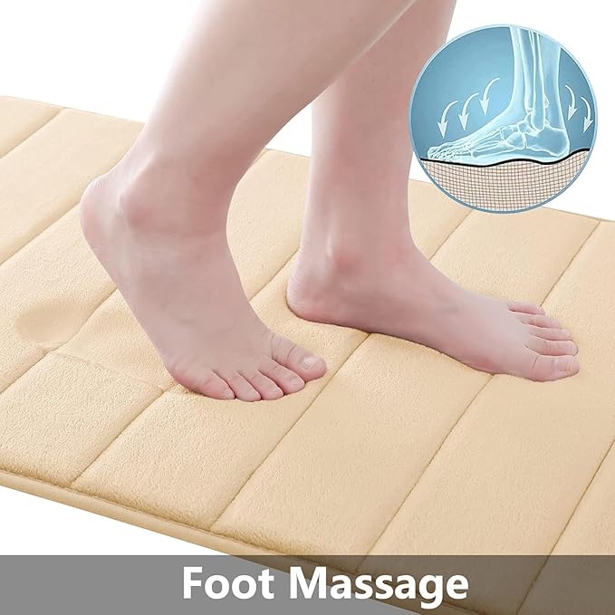 Buganda Memory Foam Bath Mat, 44" x 24", Ultra Soft and Non-Slip Bathroom Rugs, Water Absorbent and Machine Washable Bath Rug Runner for Bathroom, Shower, and Tub, Gold