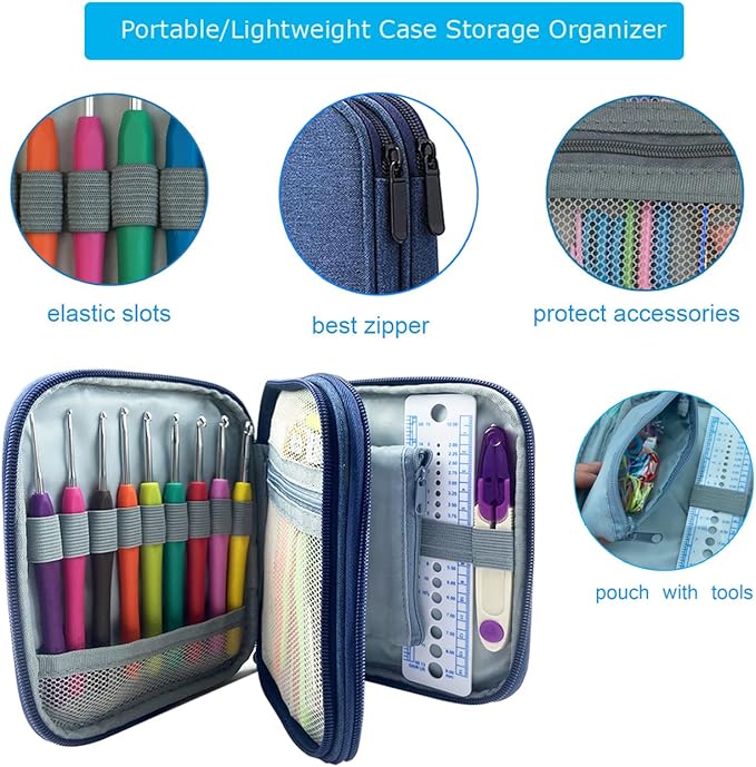 Weabetfu 102pcs Crochet Hooks Set Crochet Hook Kit with Case Ergonomic Crochet Needles for Arthritic Hands and Crochet Accessories Complete Crochet Set for Beginners & Experieced Lovers