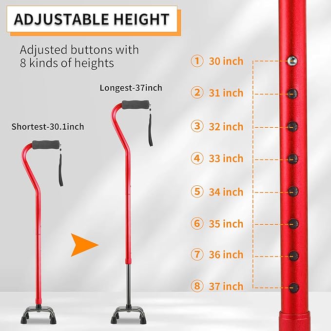 LIXIANG Walking Canes Stablize Women Quad Canes for Seniors & Adults Foldable Adjustable for Men & Women Heavy Duty Freestanding Cane for People with Leg Injuries 3 footings