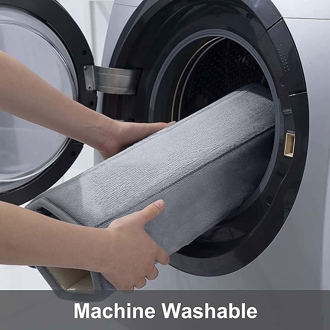 Buganda Memory Foam Bath Mat, 47" x 32", Ultra Soft and Non-Slip Bathroom Rugs, Water Absorbent and Machine Washable Bath Rug Runner for Bathroom, Shower, and Tub, Medium Grey