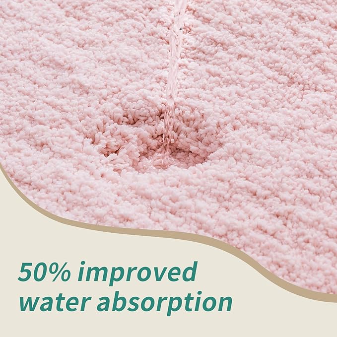 Bathroom Rugs 24x48 Non Slip Pink Fluffy Bath Mat for Bathroom Floor Washable Plush Luxury Bath Rug for Tub Soft Shaggy Absorbent Shower Sink Mat