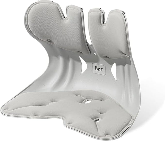 BKT Lumbar Support Seat Cushions Ergonomic Office Chair for Students Office Workers Nursing Mothers Long Sitting Outdoor Fishing Floor Chair (XL-Grey)