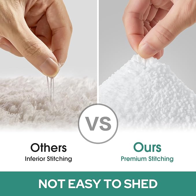 HOMEIDEAS Bathroom Rugs Sets 2 Piece, Super Soft and Absorbent Non Slip Microfiber Machine Washable Bath Mat Set (20" x 32" + 16" x 24", White)