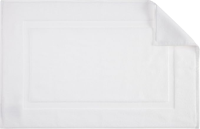Amazon Basics Non-Slip Cotton Bath Mat, 100% Cotton Absorbent, Machine Washable, 31" L x 20" W, Bright White