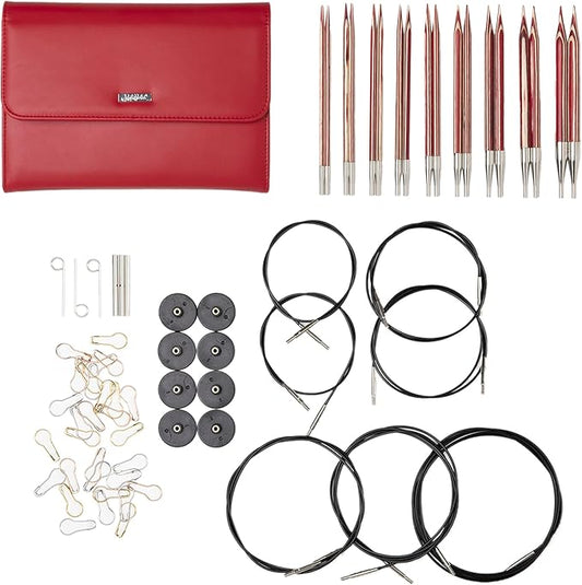Knit Picks Options Wood Interchangeable Knitting Needle Set with Case and Stitch Markers (Peppermint Twist)