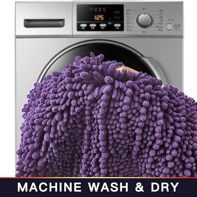 Walensee Bathroom Rug Non Slip Bath Mat (44x24 Inch Lavender) Water Absorbent Super Soft Shaggy Chenille Machine Washable Dry Extra Thick Perfect Absorbant Best Large Plush Carpet for Shower Floor