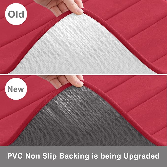 Buganda Memory Foam Bath Mat, 35.4" x 24", Ultra Soft and Non-Slip Bathroom Rugs, Water Absorbent and Machine Washable Bath Rug Runner for Bathroom, Shower, and Tub, Red