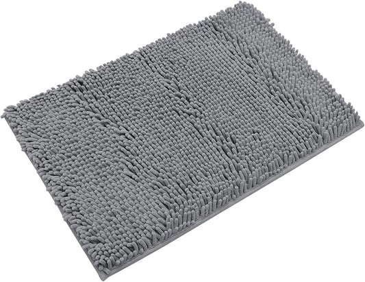 Non-Slip Bath Rug,Extra Soft Microfiber Bedroom Shag Carpet with Anti-Slip Backing,Water/Dust Absorbent Fast Dry Shower Mat,Sound Insulated Stairs Pad,Machine Washable (Darkgrey,12 x 24 Inches)