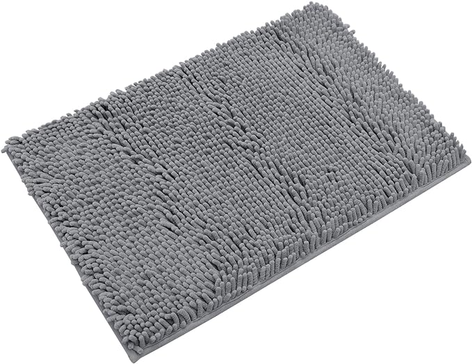 Non-Slip Bath Rug,Extra Soft Microfiber Bedroom Shag Carpet with Anti-Slip Backing,Water/Dust Absorbent Fast Dry Shower Mat,Sound Insulated Stairs Pad,Machine Washable (Dark Grey,17 x 27 Inches)