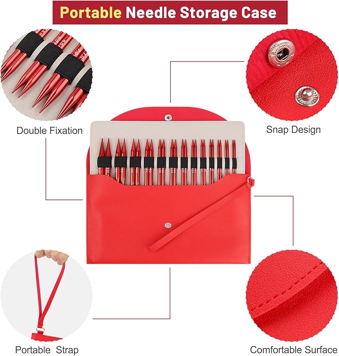 Aeelike Interchangeable Knitting Needles,13 Pairs Circular Knitting Needles Set Aluminum (Size 3.0mm-10.0mm) with 4 Cables for Socks Blankets Cushions, Ideal Crochet Gift