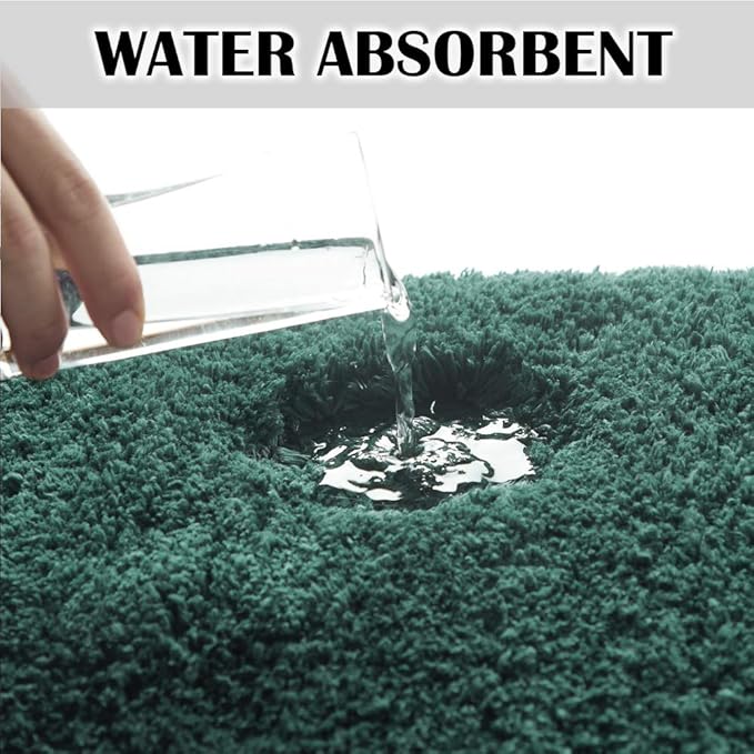 Suchtale Large Bathroom Rug Extra Soft and Absorbent Shaggy Bathroom Mat (24 x 40, Hunter Green) Machine Washable Microfiber Bath Mat for Bathroom, Non Slip Bath Mat, Bathroom Floor Mats Rubber Back
