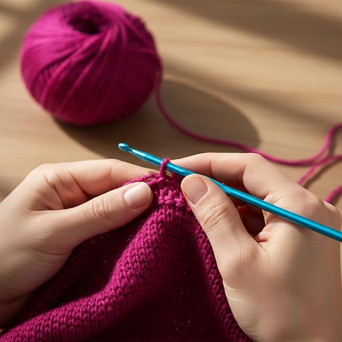 10 PCS 5mm Crochet Hook, Aluminum Crochet Hooks for Beginners, Blue Knitting Needles for DIY Yarn Crafts (US Size H/8)