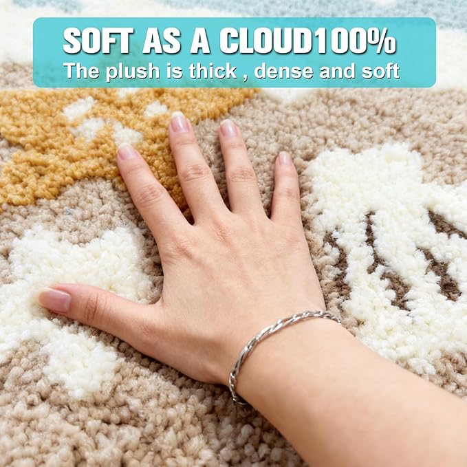 Beach Theme Non-Slip Washable Bath Rug | Soft Adorable Ocean Decor for Bathroom, Living Room, Bedroom & Gifts 20"*32"