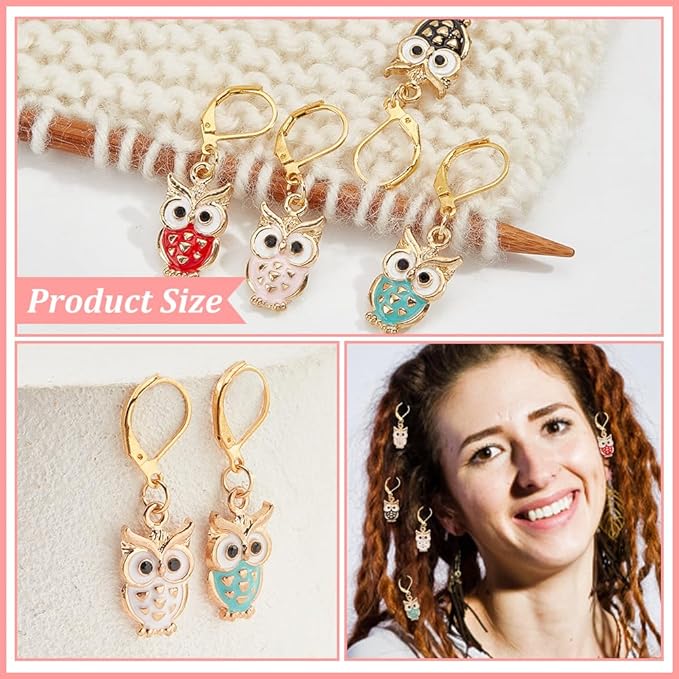 NBEADS 20 Pcs 5 Colors Owl Stitch Markers, Alloy Enamel Crochet Charms Stitch Marker Knitting DIY Gift for Knitting Weaving Sewing Accessories Quilting Jewelry Making