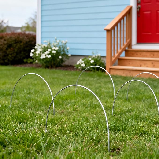 Set of 10 Croquet Wickets Replacement for Croquet Metal Hoops with Galvanized and Plastic Coating for Family Lawn Backyard Outdoor Game (Arch)