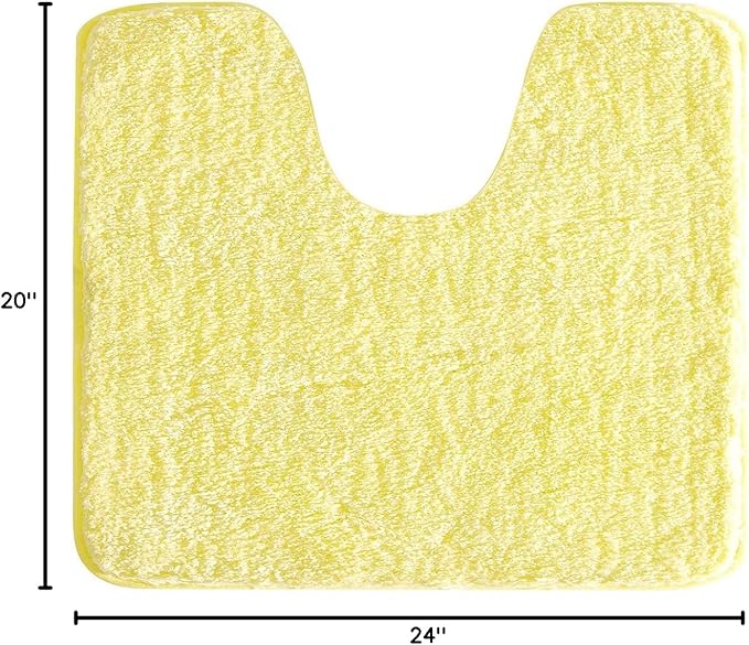 Suchtale Non Slip Bath Mat, Soft Microfiber Shaggy Bath Mat, Machine Washable, Thick Plush U Shape Toilet Rug (20 x 24, Yellow)